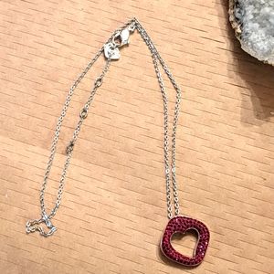 Swarovski red heart silver necklace